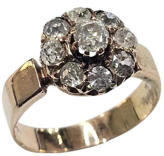 Bague 49 Bague grappe espagnole, XIXe siècle, or jaune, diamant taille ancienne 58 Facettes Q405B