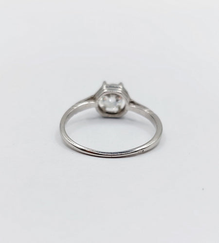 Bague 49 Bague solitaire art deco Platine diamant taille ancienne coussin 0.60 carat (circa 1920) 58 Facettes A06196