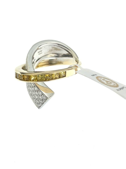 Bague 55.5 ALFIERI & ST JOHN - Bague en or, saphirs jaunes et diamants 58 Facettes