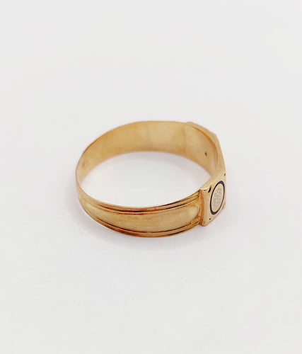 Bague 61.5 Bague chevalière victorienne en or rose 18k décorée d’émail et de fleurs 58 Facettes A06459