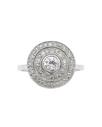 Bague 52 Bague Cible Art déco en platine et diamants 58 Facettes