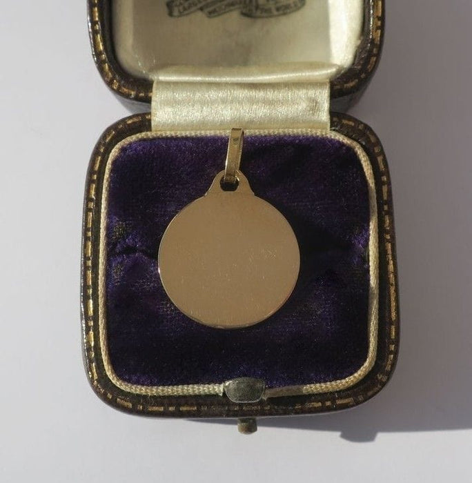 Pendentif médaille rond en or jaune à graver