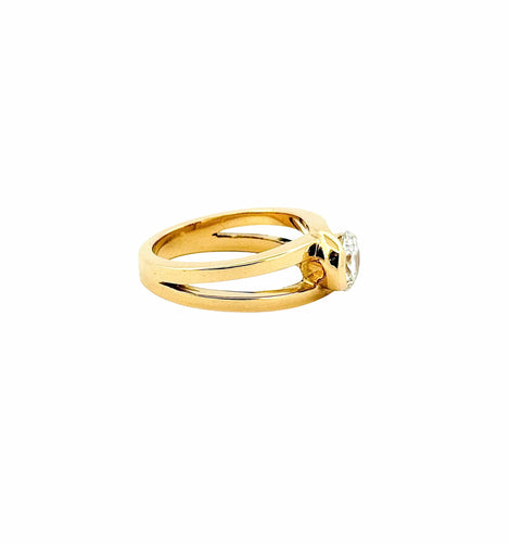 Bague 51 Solitaire en diamant or jaune 18 carats 58 Facettes
