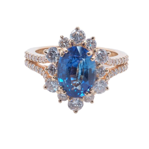 Bague 54 Bague or jaune saphir diamants 58 Facettes 4803