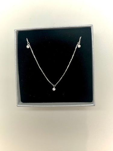 Collier COLLIER LA BRUNE ET LA BLONDE OR BLANC 3 DIAMANTS 0,15ct 58 Facettes M8927