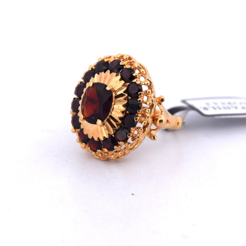 Bague 56 Anello vintage en or jaune 18 kt avec grenats 58 Facettes