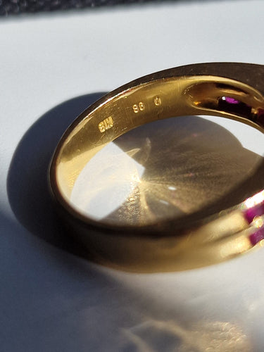 Bague 51 Cartier - Bague cœur en or jaune 18k, diamants et rubis 58 Facettes