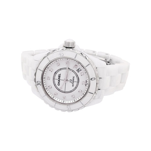 Montre Montre Chanel, "J12", céramique blanche, diamants. 58 Facettes 35200