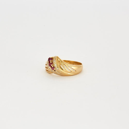 Bague 57 Bague or jaune rubis diamants 58 Facettes LP543