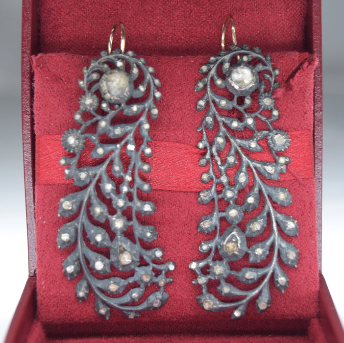 Boucles d'oreilles Boucles d'oreilles diamants argent et or de l'ère victorienne 58 Facettes