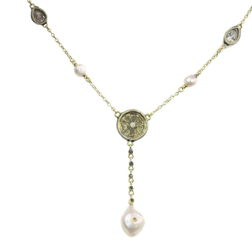 Collier Collier exquis en or, diamants (5,28 ct) et perles, datant des années 1850 58 Facettes 21007-0051
