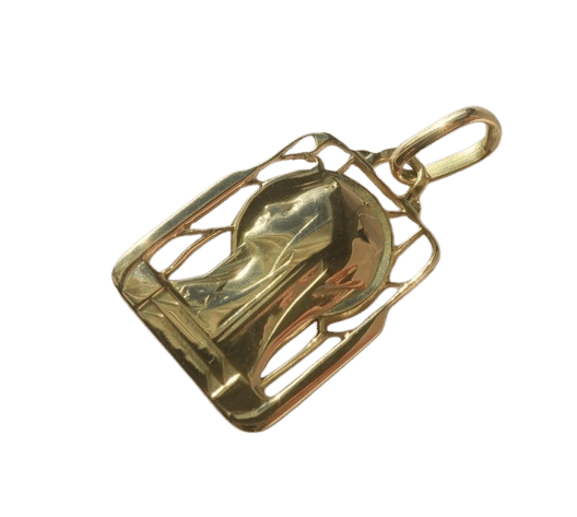 Pendentif Médaille Art Déco or jaune Vierge Marie Vitrail 58 Facettes