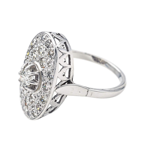 Bague Marquise Or blanc, Platine Diamant