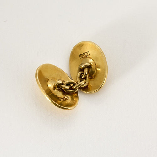 Paire de boutons de manchettes en or jaune et turquoises