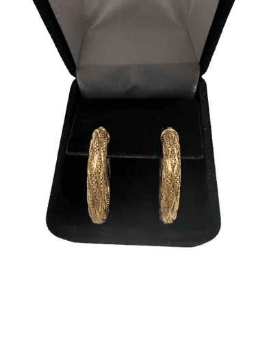 Boucles d'oreilles Boucles d'oreilles créoles rondes en or jaune texturé 58 Facettes 40