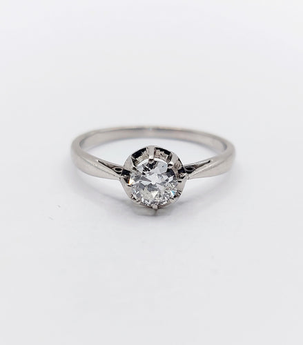 Bague 53 Bague solitaire art deco Platine diamant taille ancienne 0,43 carat (circa 1930) 58 Facettes A06144
