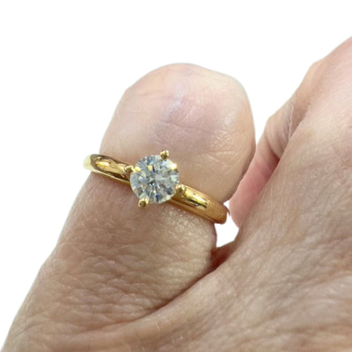 Bague 47.5 Bague solitaire en or jaune avec diamant 58 Facettes SN13