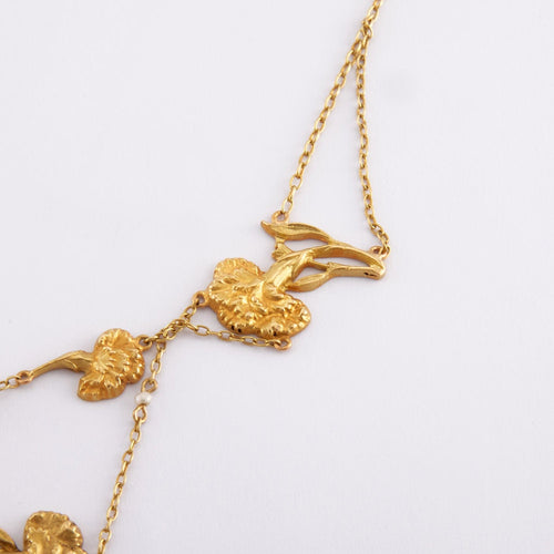 Collier Collier draperie aux oeillets, or jaune, travail français 58 Facettes