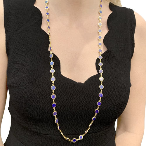 Collier Sautoir or jaune et lapis-lazuli. 58 Facettes 35078