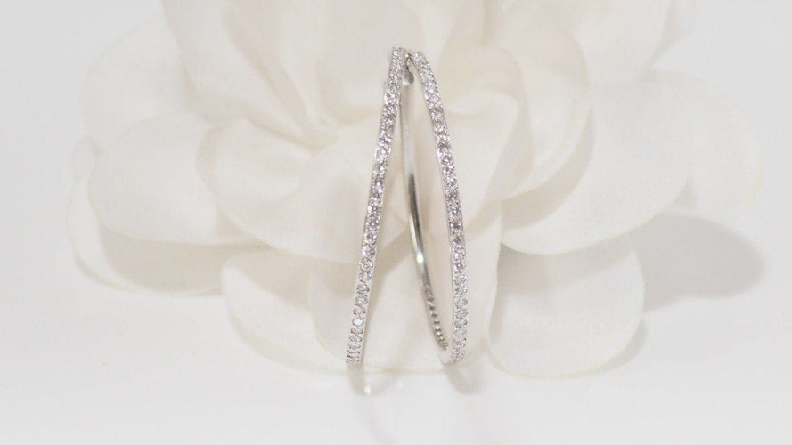 Boucles d'oreilles Créoles En Or Blanc Et Diamants 58 Facettes 31740