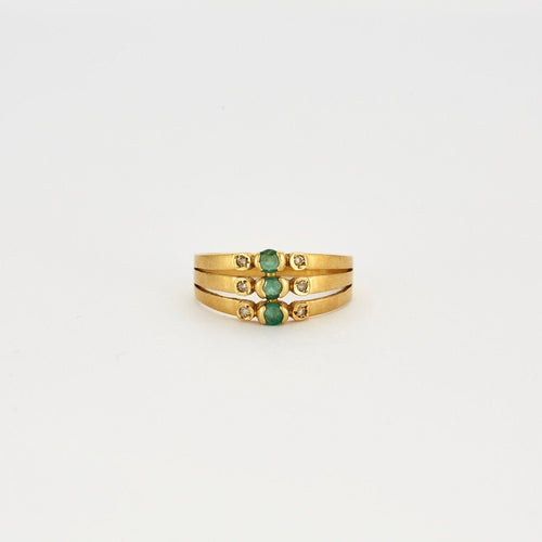 Bague 56.5 Bague 3 rangs moldavites 58 Facettes LP475