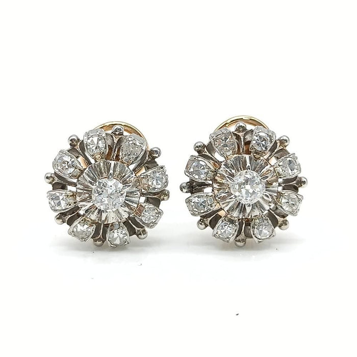 Boucles d'oreilles en or 18 carats de style vintage avec diamants