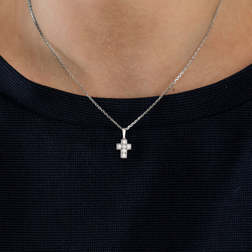 CARTIER pendant - “Cross” pendant in white gold and diamonds 58 Facettes