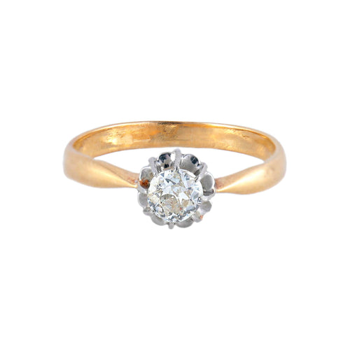 Bague 55 Bague Solitaire ancien or jaune et platine 58 Facettes 443