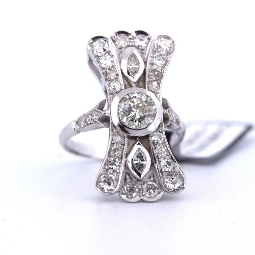 Bague 54 BAGUE EN OR BLANC 18KT ET DIAMANTS - ART DÉCO' 58 Facettes