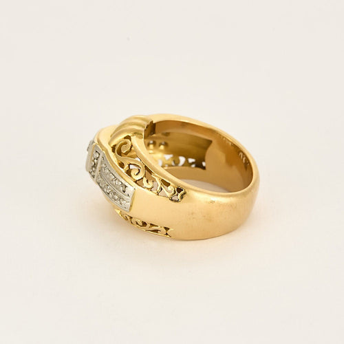 Bague 54 Bague en or jaune, blanc et diamants 58 Facettes DRE1471