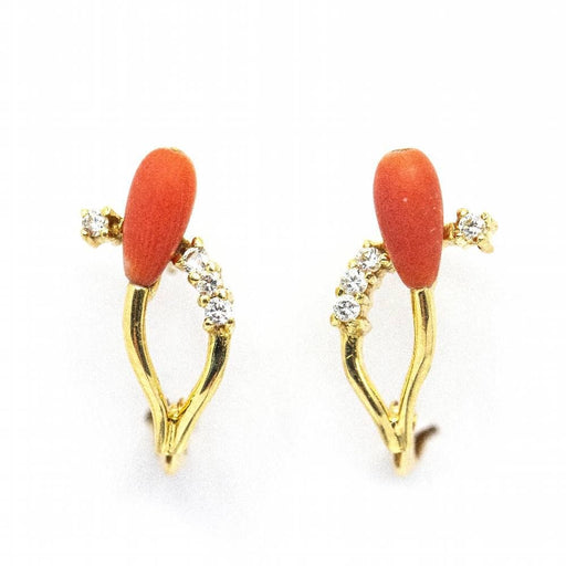 Earrings Antique Coral Earrings in Yellow Gold 58 Facettes D361041JC