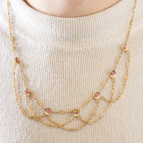 Collier Collier chaine filigrane or jaune 58 Facettes