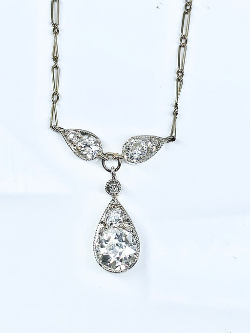 Necklace Pendant necklace in 18-carat white gold and diamonds, circa 1910/1920 58 Facettes AB326