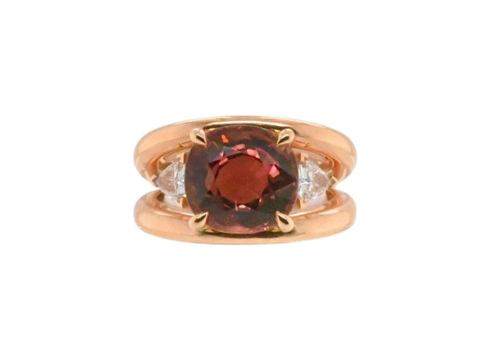 Bague 53 Bague Or Rose Tourmaline Rose Diamants Troïda 58 Facettes