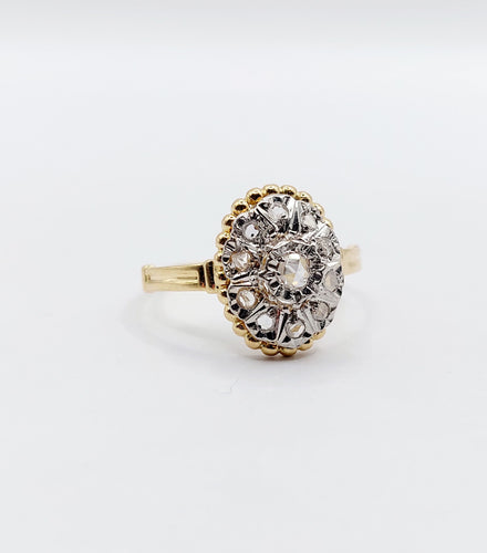 Bague 52 Bague marquise antique or jaune diamant taillés en roses 58 Facettes A05051