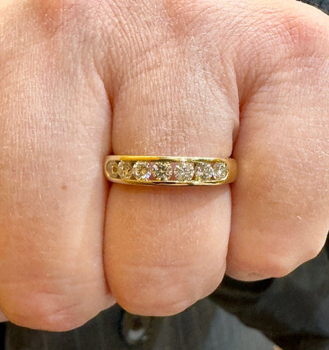 Bague 55 Demi-Alliance or jaune diamants 58 Facettes