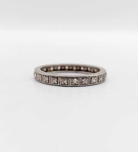 Bague 54 Alliance américaine art deco Palladium et diamants 58 Facettes A06021