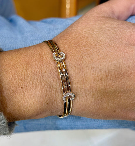 Bracelet Bracelet Cartier vintage double C en or et diamants 58 Facettes