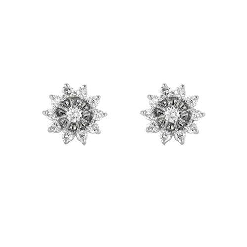 Boucles d'oreilles Boucles d'oreilles fleurs or blanc et diamants 58 Facettes 250255