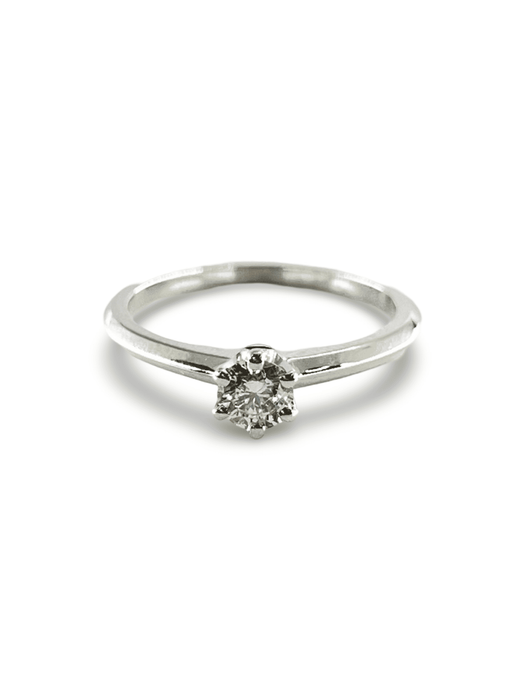 Bague 52.5 Bague Solitaire or blanc diamant 0,30 ct 58 Facettes