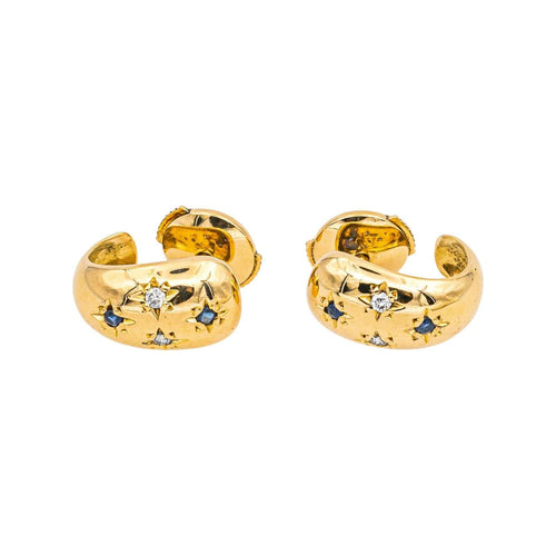 Boucles d'oreilles Boucles d'oreilles Demi créoles Or jaune Diamant, Saphir 58 Facettes 4890759CN