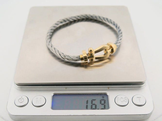 Bracelet bracelet FRED force 10 gm manille or jaune 18k t 18 cm 2 cordons 58 Facettes 271115