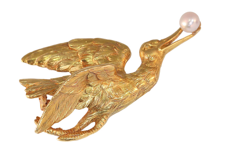 L'élégance en vol : la broche-pendentif cigogne victorienne