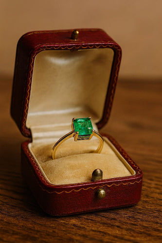 Bague 56 Bague en or jaune avec émeraude colombienne 58 Facettes 50302