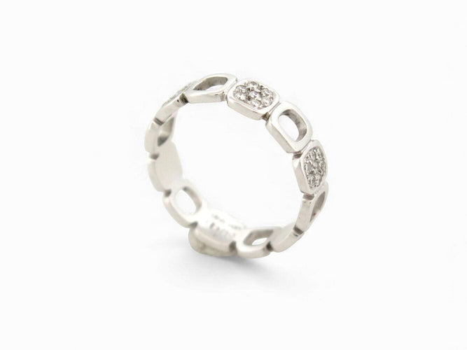 Bague 48 bague DINH VAN impression domino t48 or blanc 18k 42 diamants 0.30ct 58 Facettes 271715