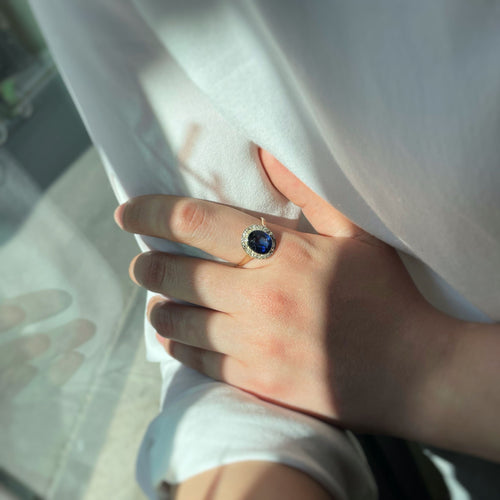 Bague 60 Bague - Or jaune et blanc, Diamants & Saphir 58 Facettes 250018SP