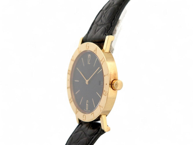 Montre vintage montre BULGARI bb33gl 33mm or jaune 18k bracelet croco  quartz 58 Facettes 270124