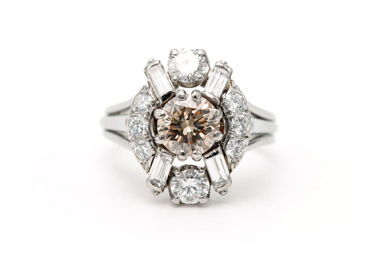 Bague 57 Bague Années 70 - Bague en or blanc 18 carats et diamants 2,39 ct 58 Facettes 23168