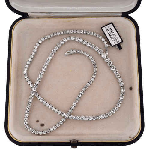 Collier Collana tennis en or blanc 18 kt et diamants 21,50 ct 58 Facettes