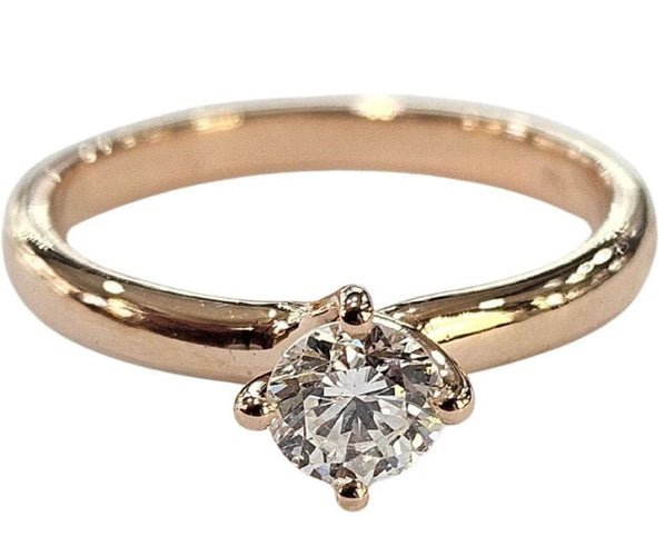 Bague 51 Bague solitaire avec diamant certifié HRD de 0,30 ct en or rose 58 Facettes E30